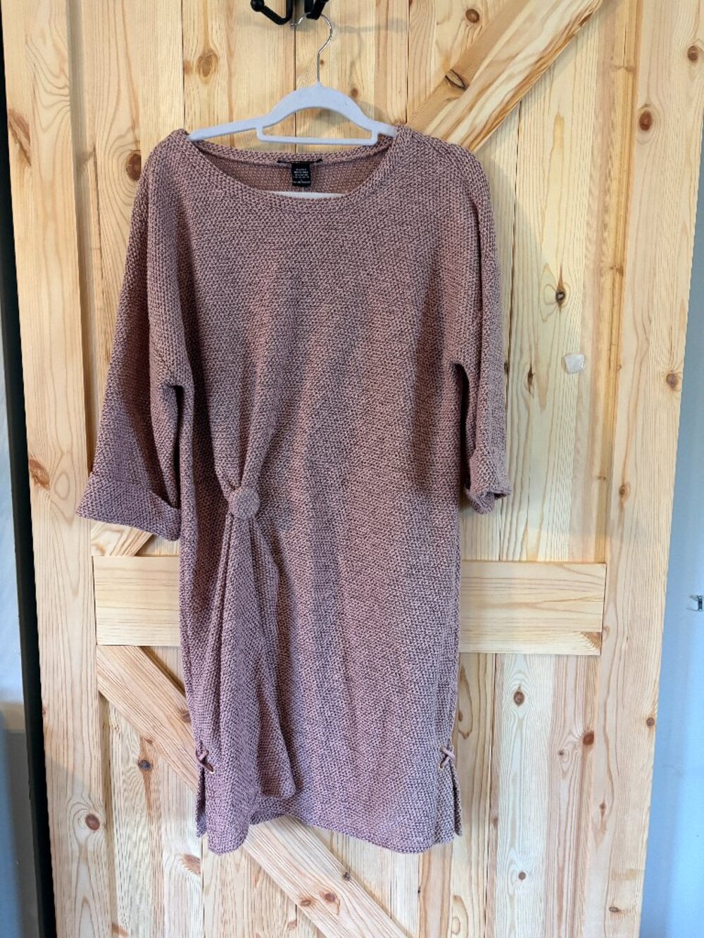 Robert Louis Knit Dress L Side Tie Ruched Detail Soft Cozy Dress NWT